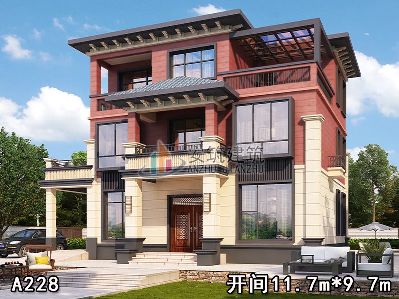 【定制设计】江西谭总新中式三层别墅设计图纸A228